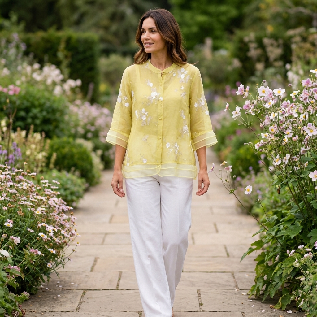 Women's embroidered blouse with classic silhouette