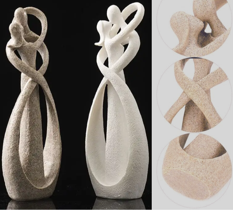 Romantic couple sculpture displayed as home decor accent on a shelf or surface