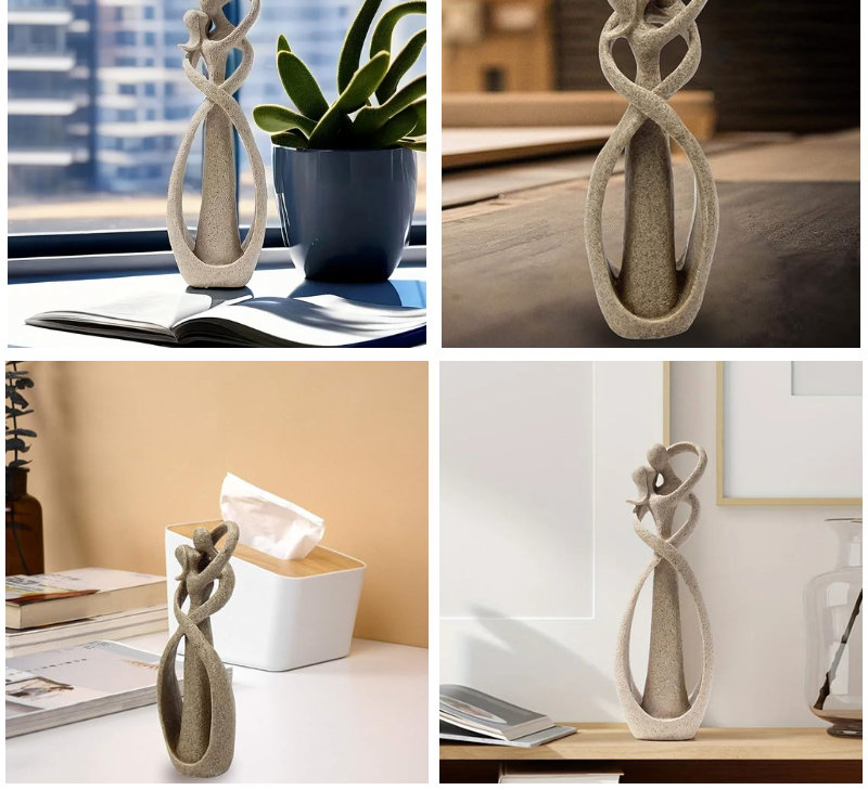 Romantic couple sculpture presented as a meaningful gift, resin-stone decorative figurine