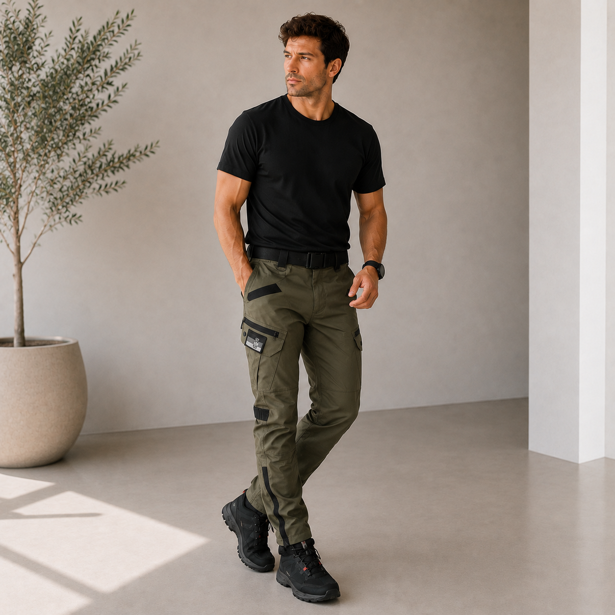 Men's reinforced cargo trousers with belt  Taktiska byxor