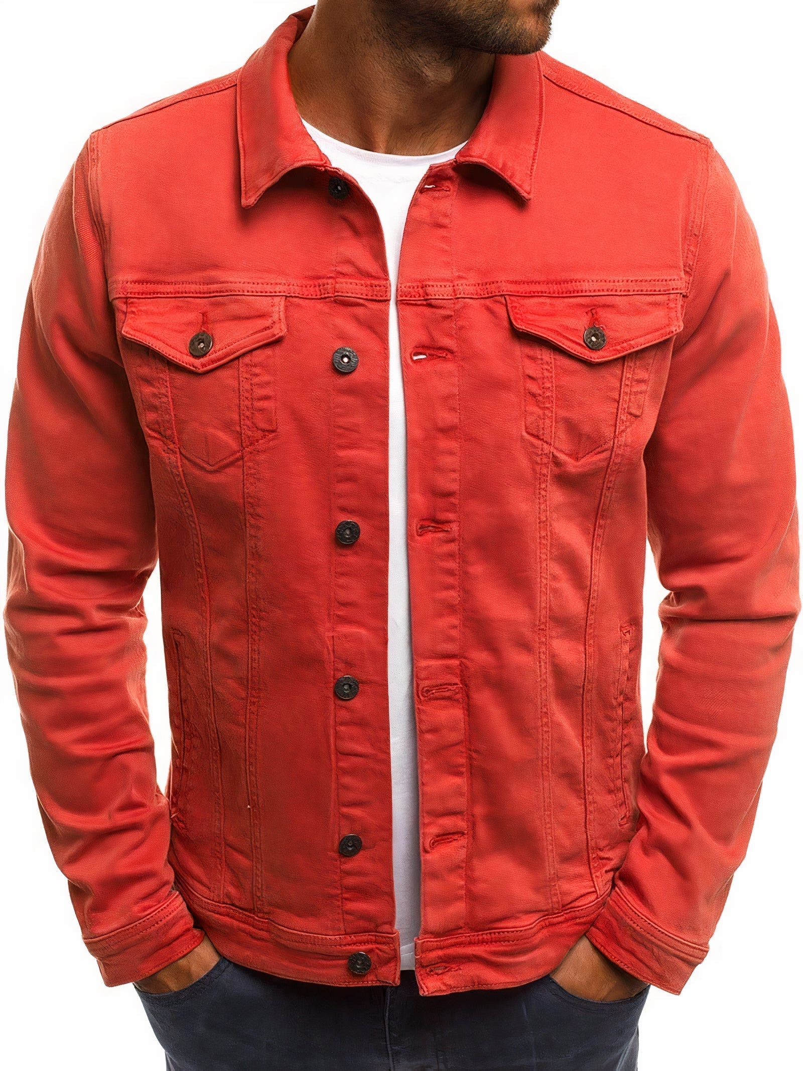 Men's structured denim jacket for spring and autumn