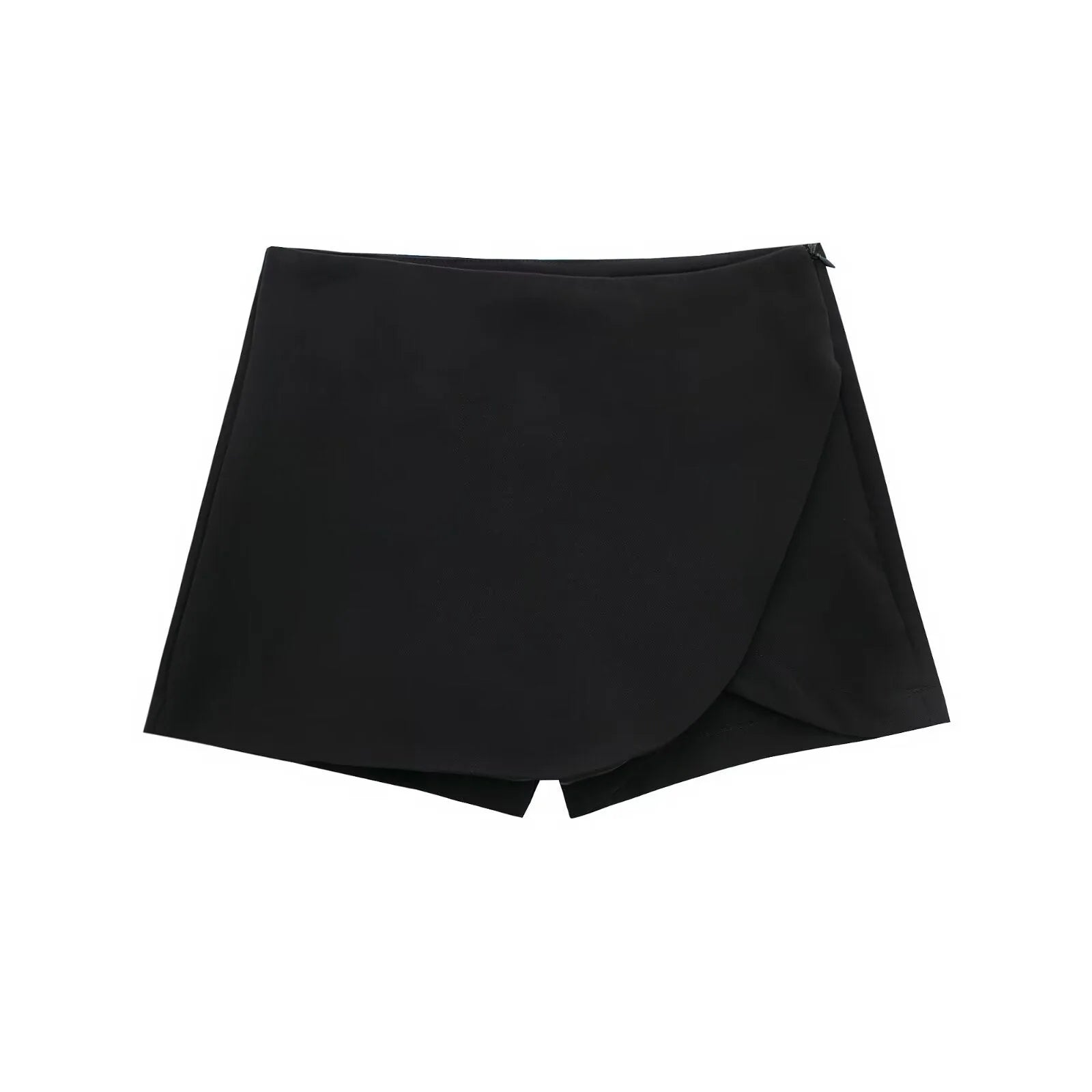 Women’s black high waist wrap skort product view
