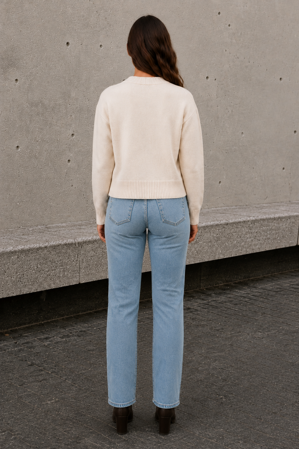 Women's white oversized sweater back view