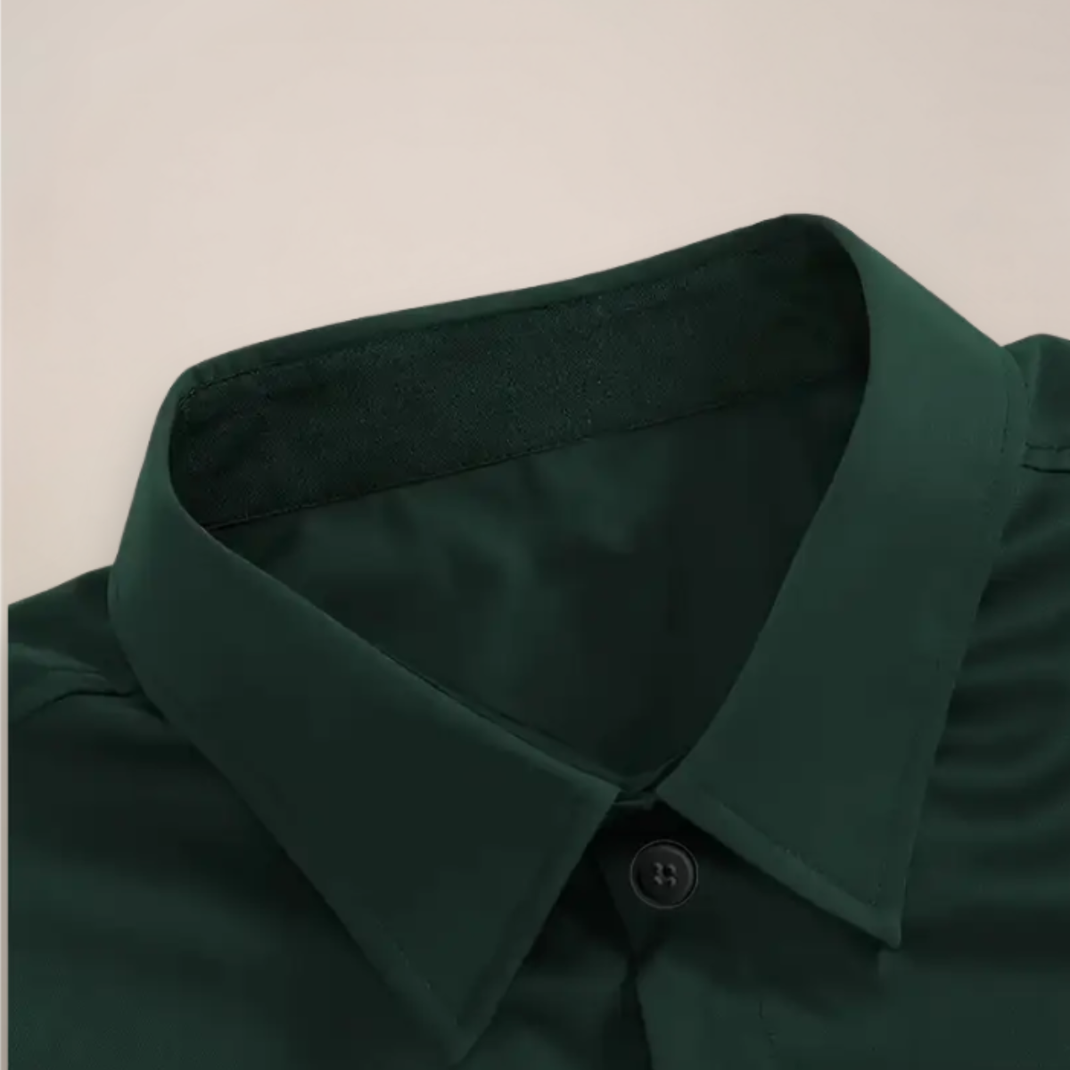 Men's structured button-up shirt with classic collar and standard length hem