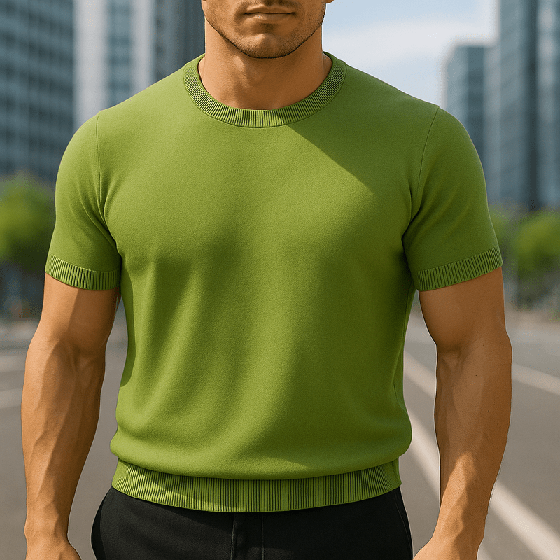 Men's fine-knit shirt with ribbed cuffs