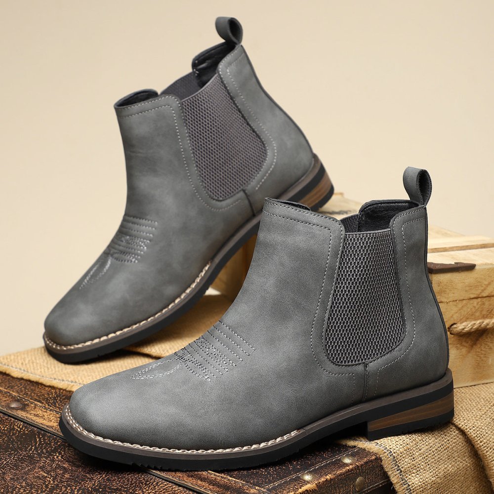 Gray Chelsea ankle boots for men