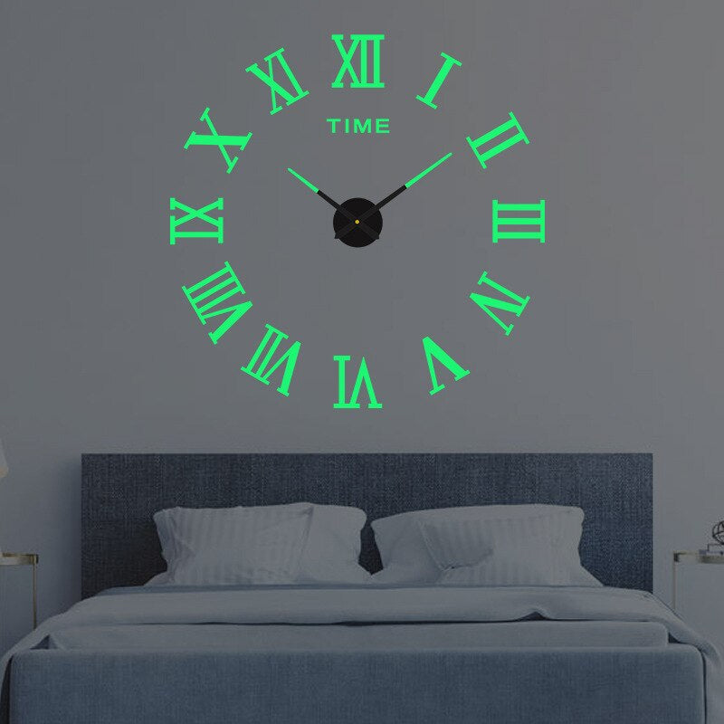 Large minimalist wall clock with modern numeral design in a living space