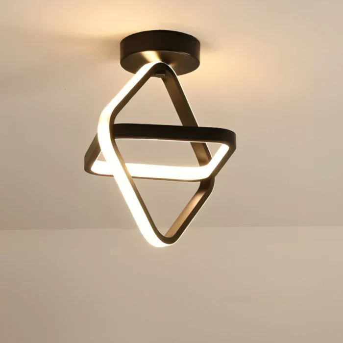 Modern LED ceiling light with double ring design in a neutral interior setting