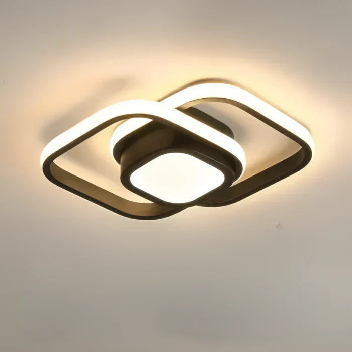 Rectangle black LED ceiling light flush-mounted, soft ambient light output