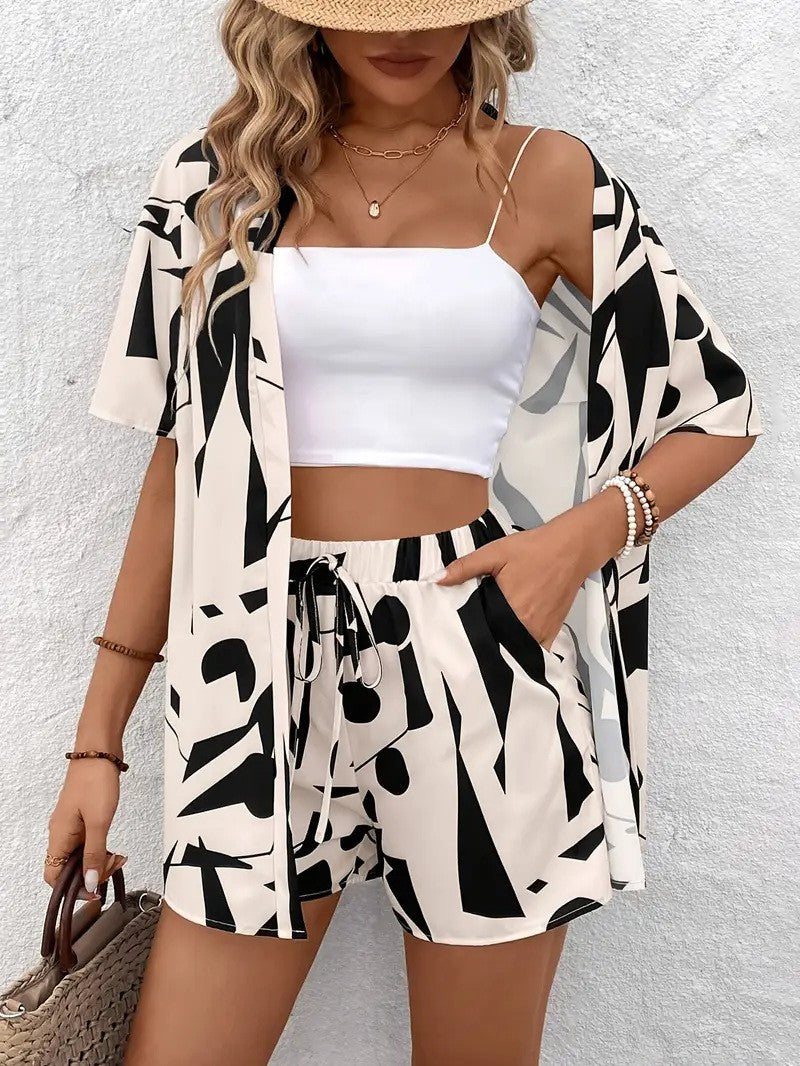 Printed Shirt Short Set Women
