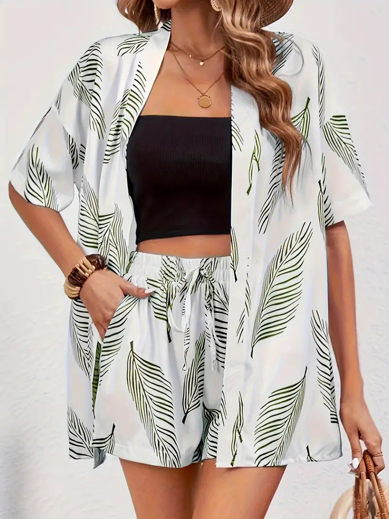 Printed Shirt Short Set Women