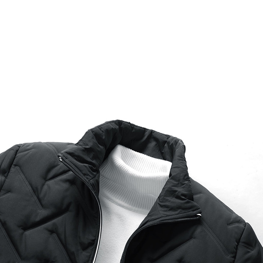 Quilted puffer jacket for men – back view displaying padded insulation and high collar