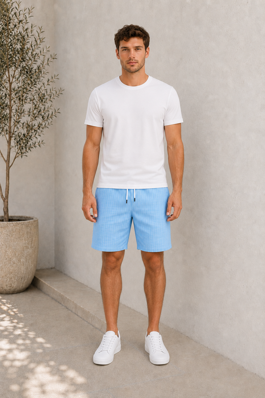 Men's regular fit light blue shorts