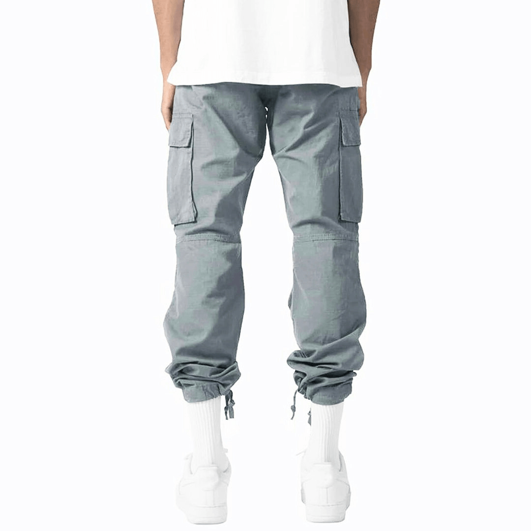 Men's cargo trousers in grey – full length cotton twill with structured fit