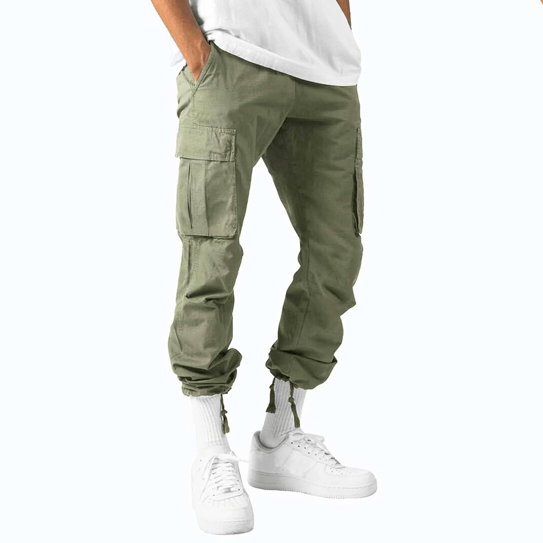 Men's cargo trousers in khaki – 100% cotton, spring and autumn wear