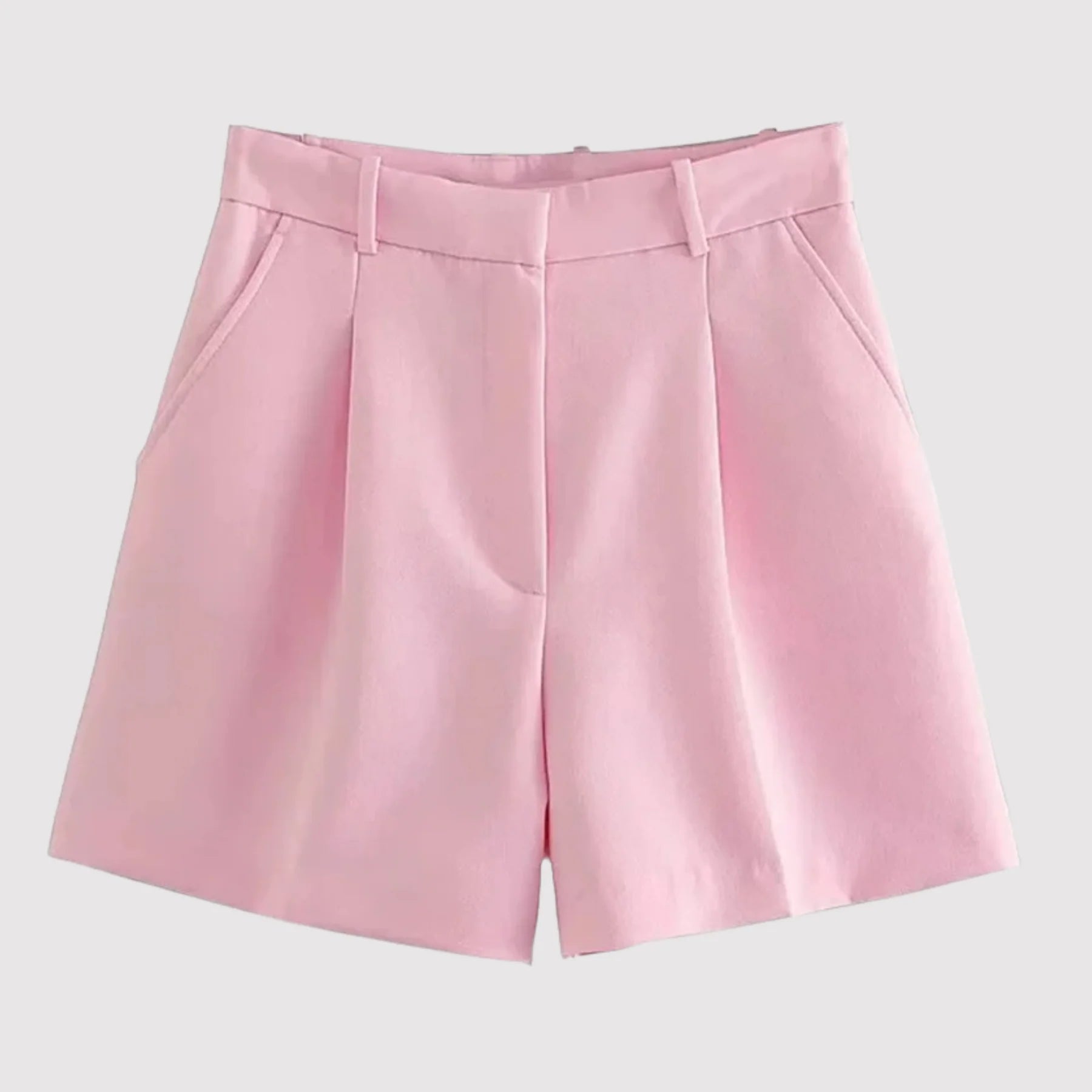 High Waist Shorts Pleated Women Pink
