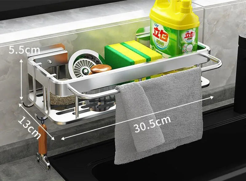 Wall-mounted aluminum bathroom shelf with drainage holes for bathroom storage