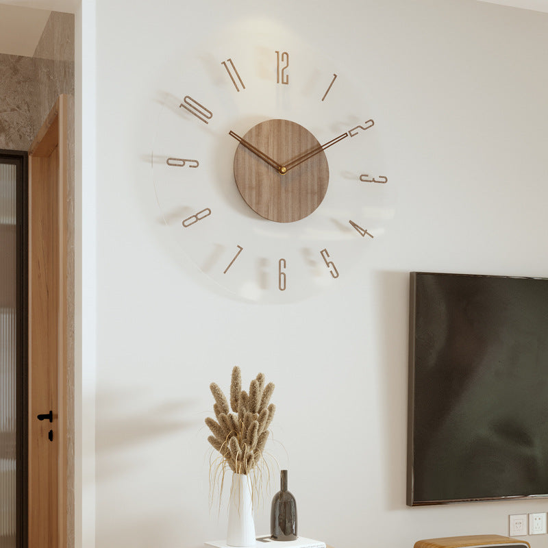 Light wood minimalist wall clock, 30cm, wall-mounted with hanging hook