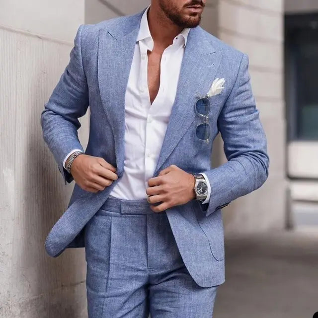 Men's nylon blend blazer styled for smart-casual wear, front-facing model shot