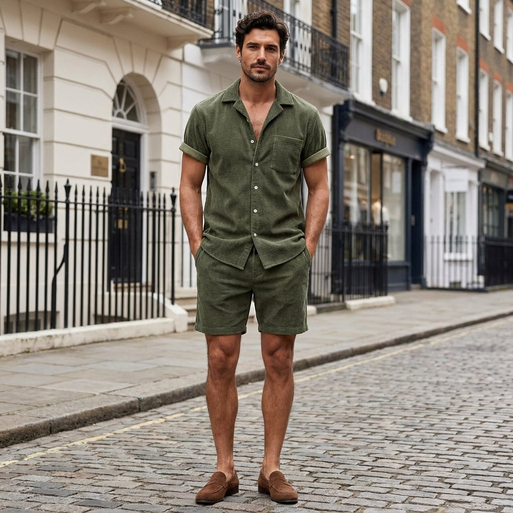 Summer Shirt Shorts Set for Men