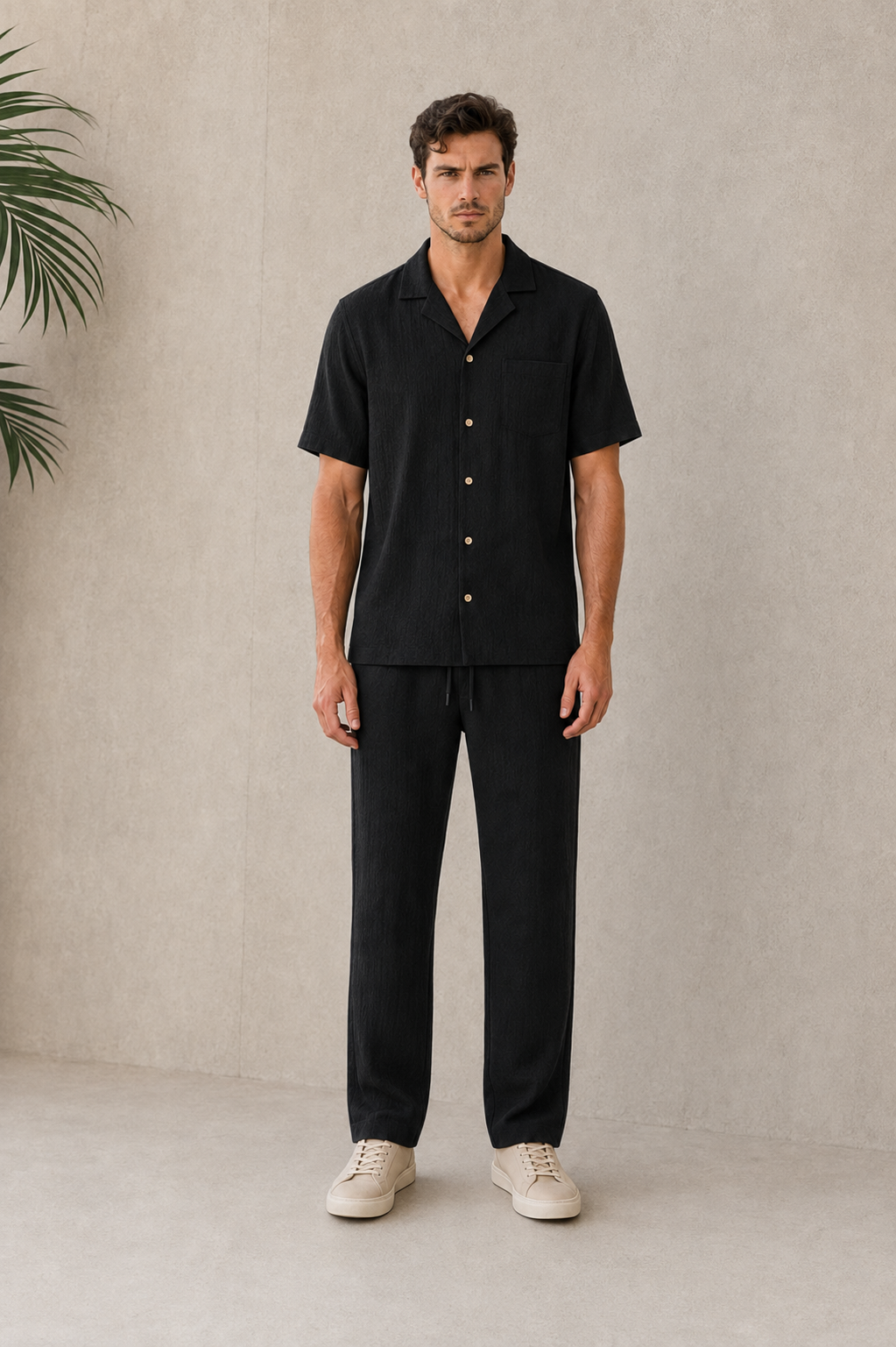 Short sleeve shirt and trouser set for summer