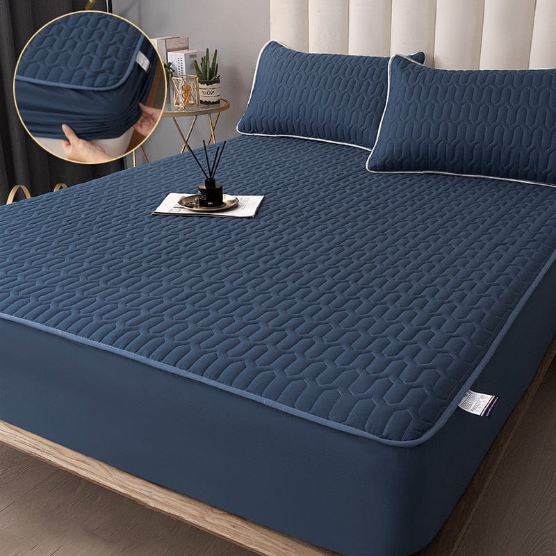 Close-up of quilted stitching detail on soft microfiber mattress protector