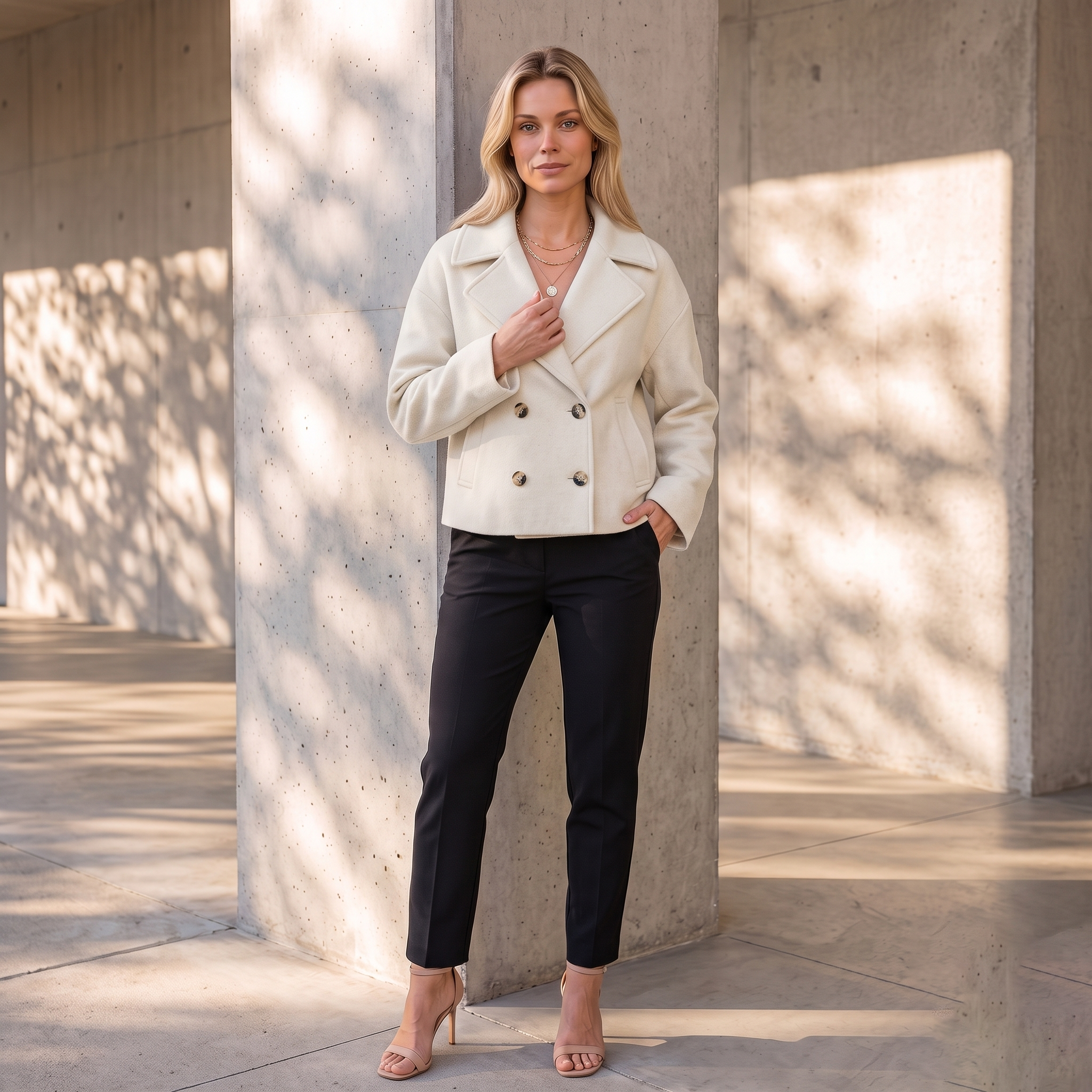 Wool Coat Double Breasted Women