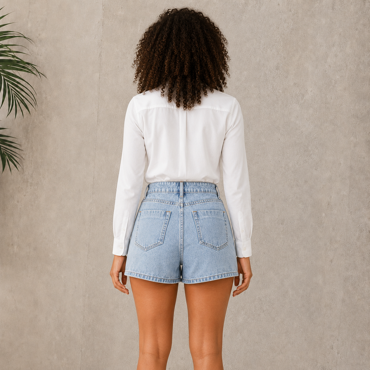 Blue denim skort women with asymmetrical wrap-front design