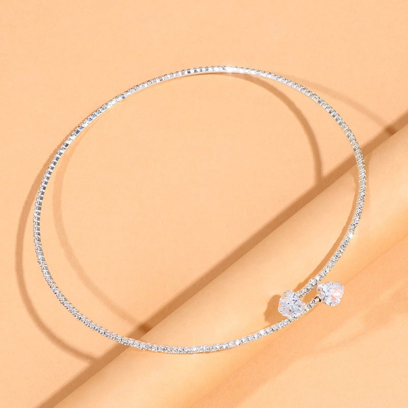 Women's slim chain choker necklace featuring zirconia stone accents