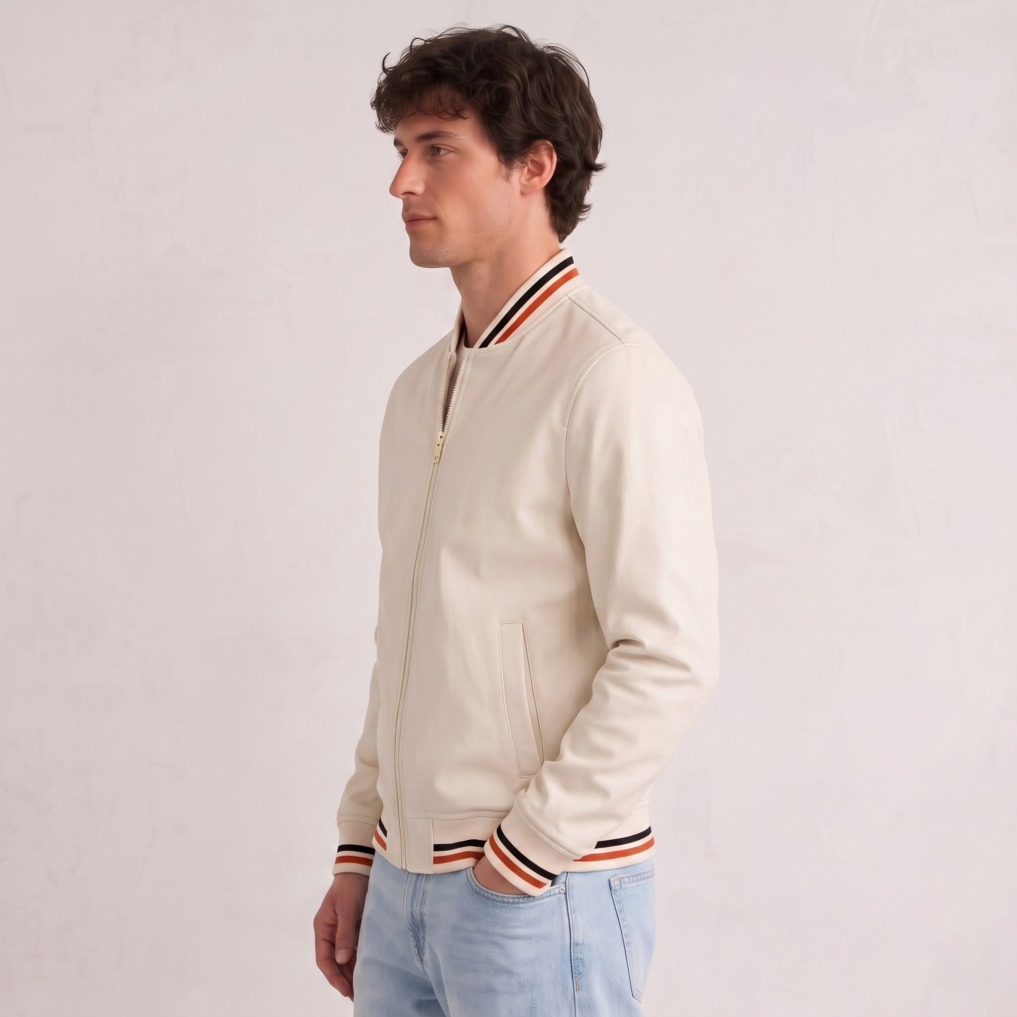Minimalist Bomber Jacket Stripe Detail Men
